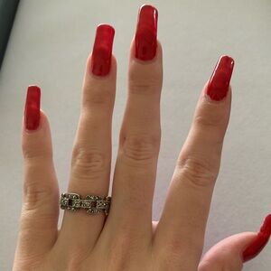 Vintage MT 925 Sterling Silver Chain Ring with Marcasites Pave Gems